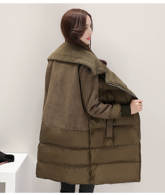 中長款2016年冬季時尚純色通勤西裝領棉衣/棉服優雅